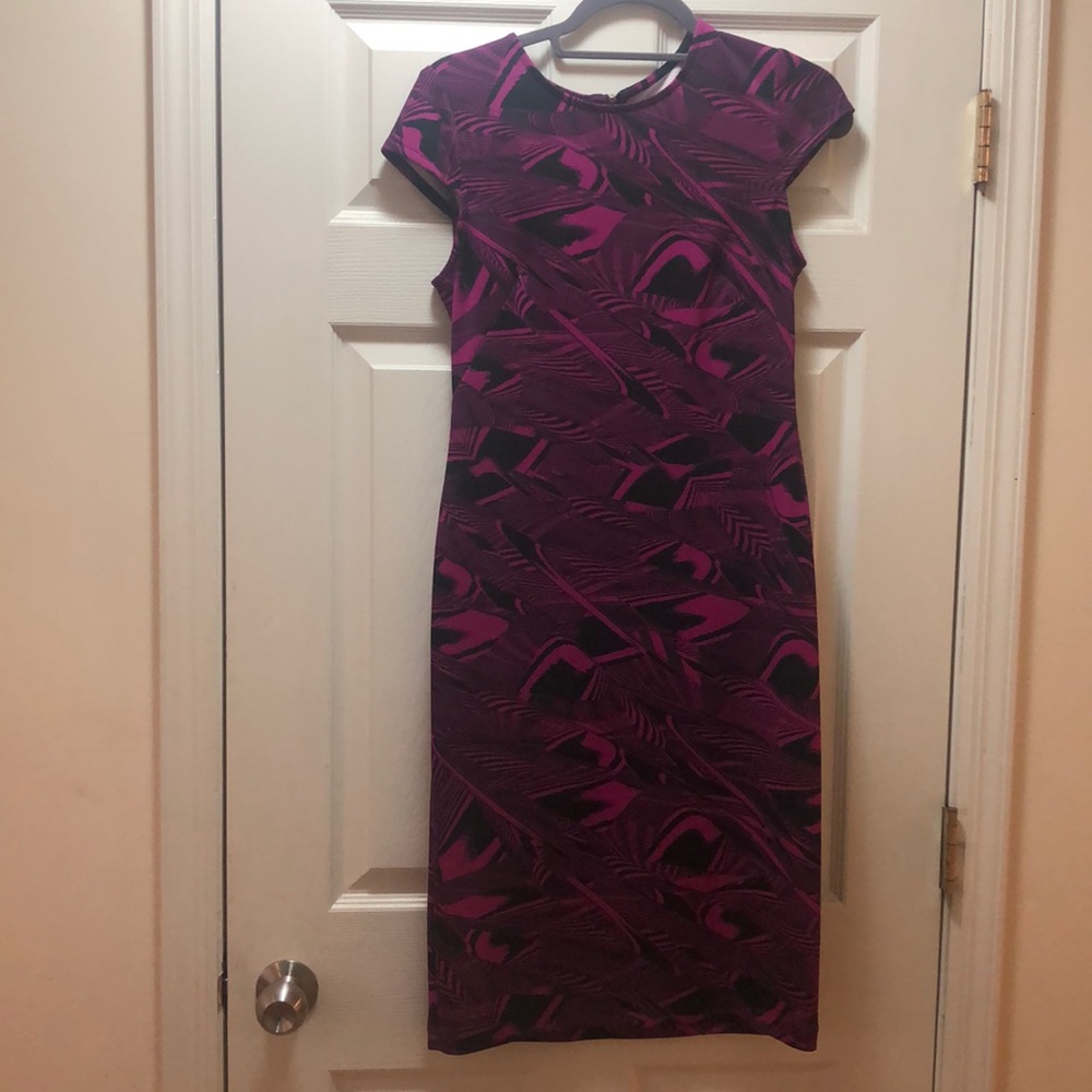 Fuchsia  and Black Work Dress